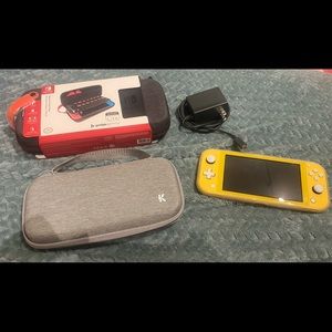 Yellow Nitendo Switch Lite (w/ two cases and charger)